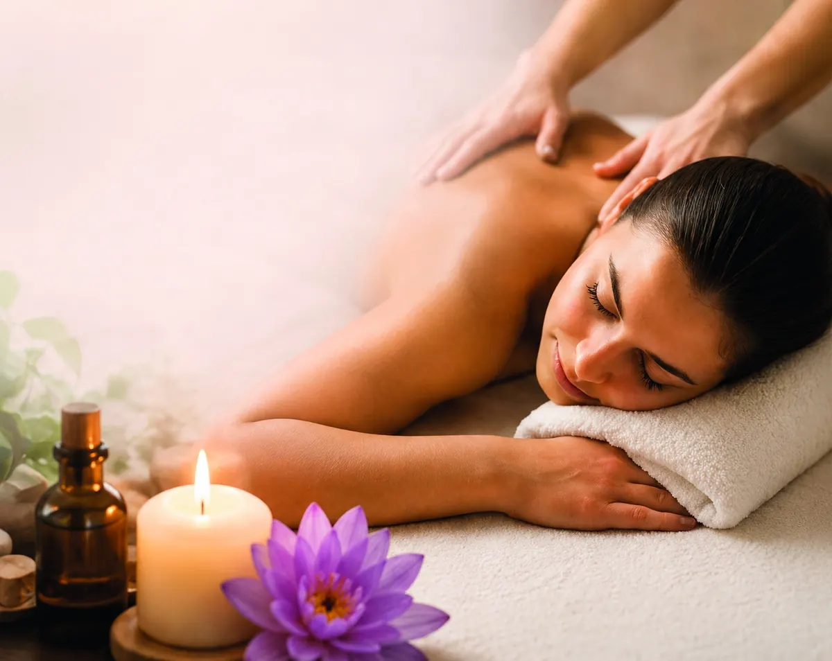 Wohltuende Rückenmassage bei Kerzenlicht